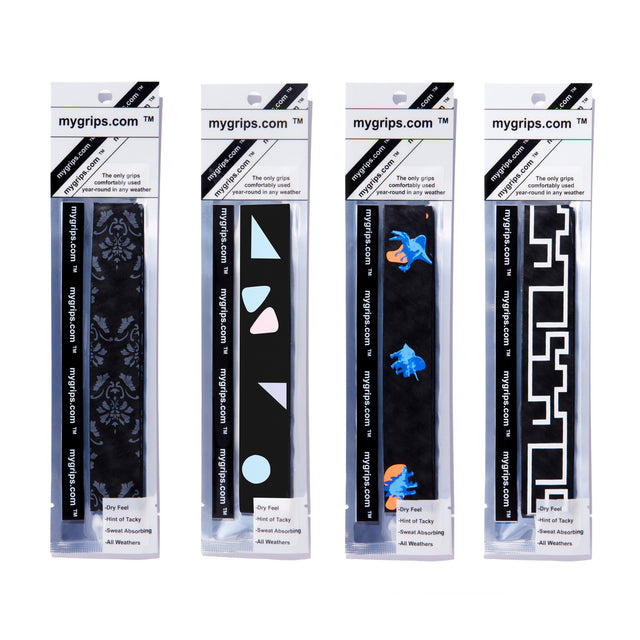 Black Designer Combo Pack of 4 Racket Grips for Pickleball and Tennis